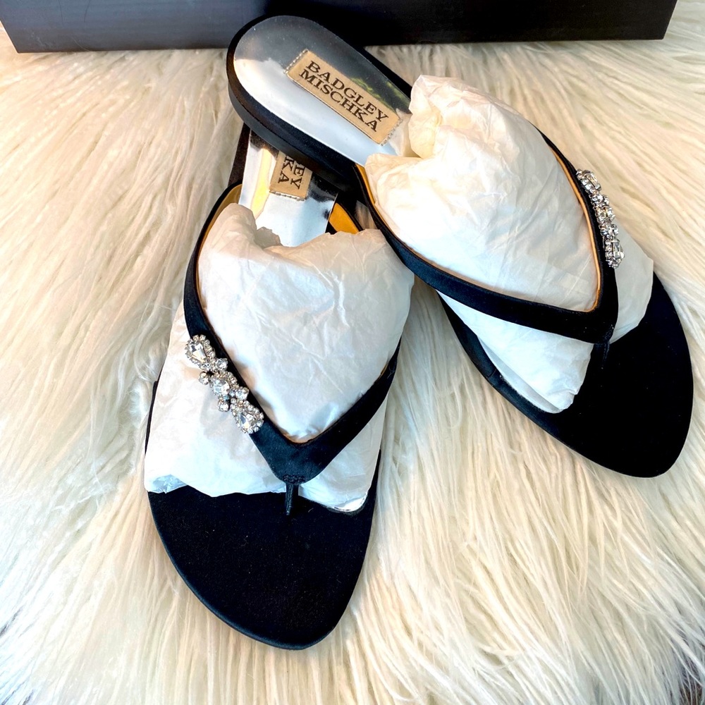 Badgley Mischka Belmont black leather sandals